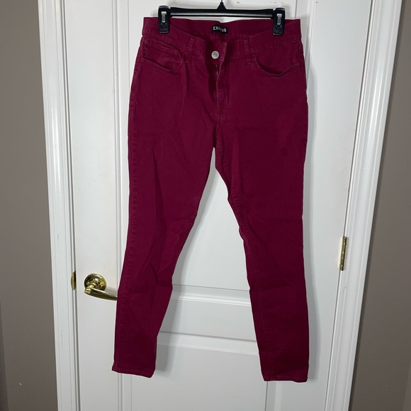 Express Ankle Leggings, Mid Rise, Burgundy, Size 10 - Picture 3 of 4